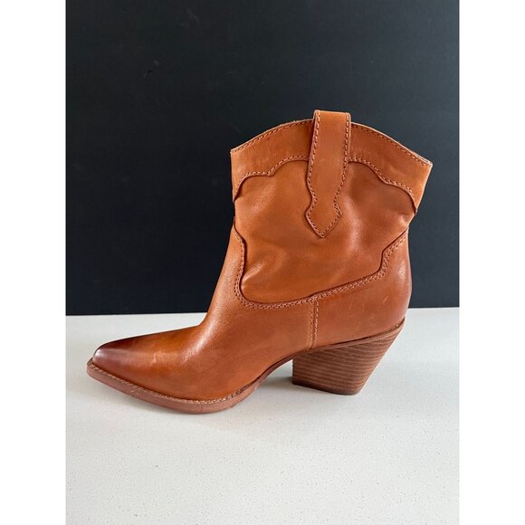 Zodiac Roslyn Size 9.5 Leather Tan Western-Style Pointed Toe Ankle Booties - Picture 9 of 10